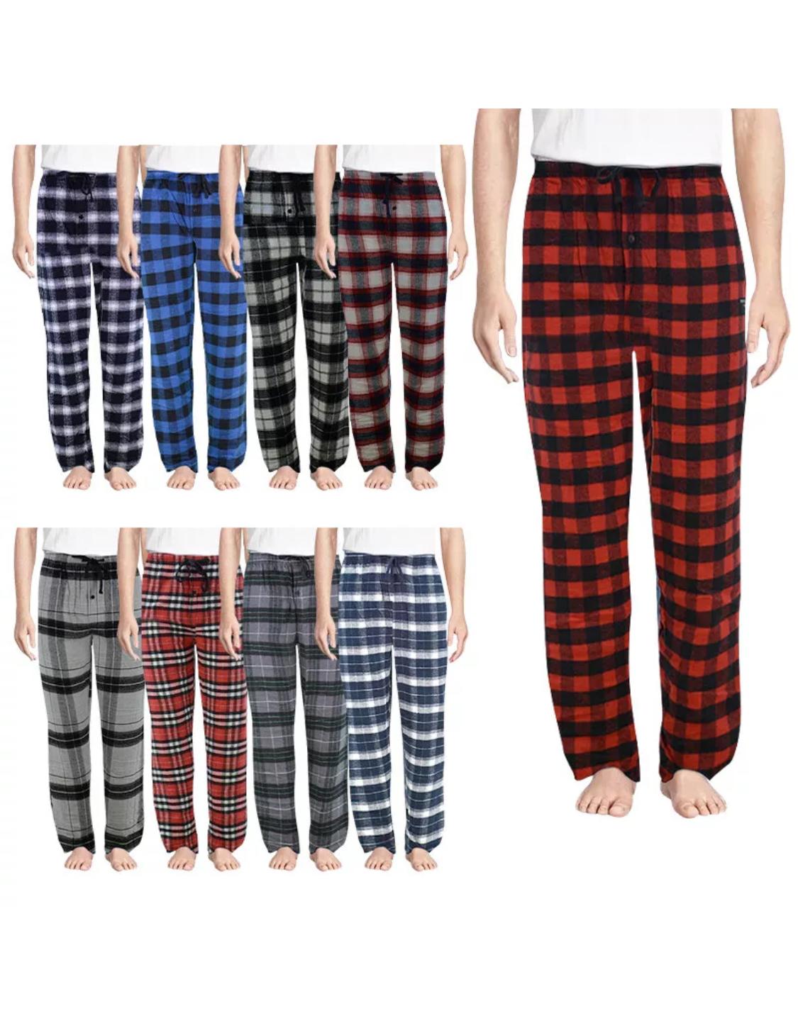 Men’s Flannel Check Pyjama Bottoms – Fleece Lounge Pants Arrona Garments