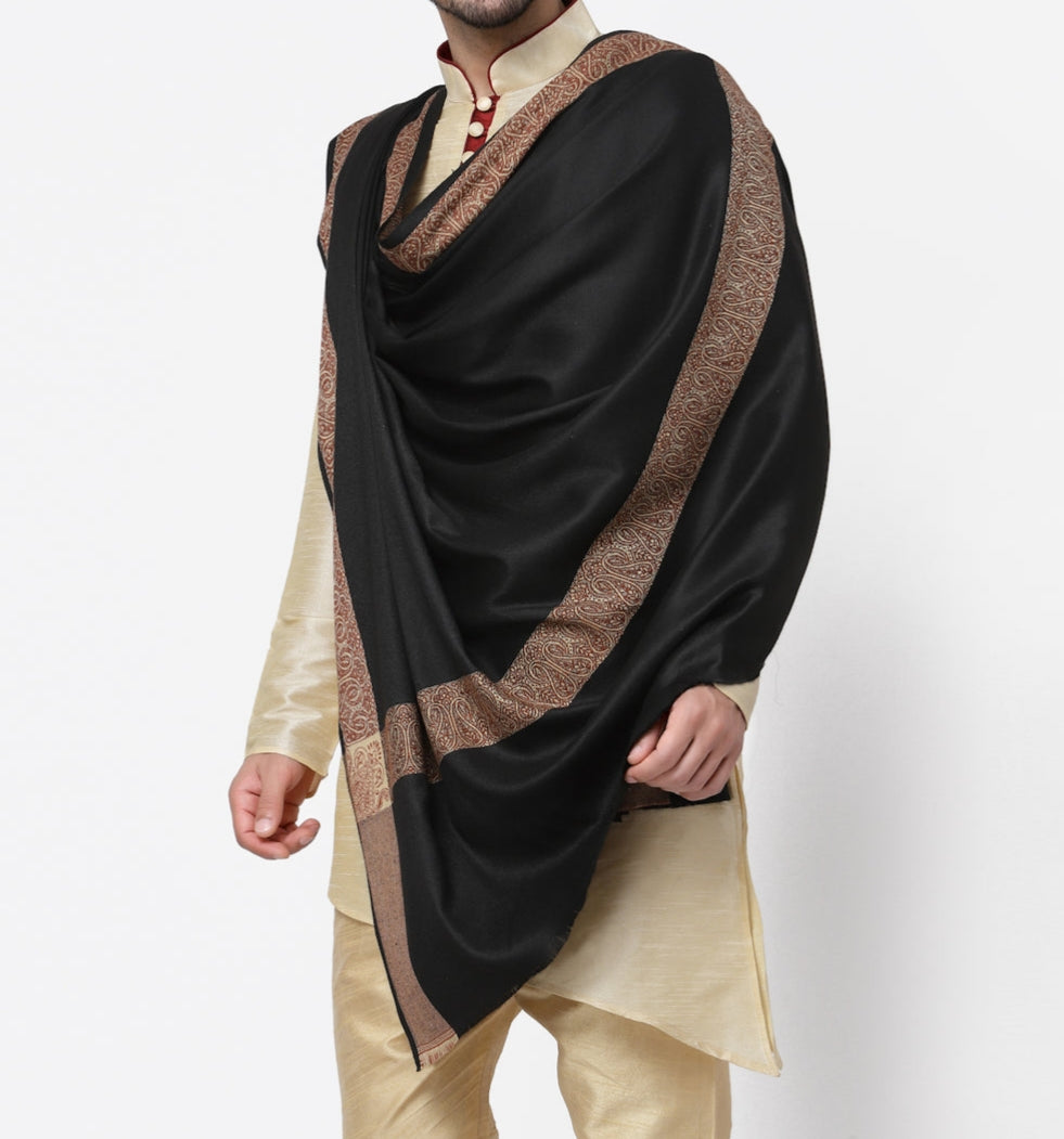 Men's Luxury Wool Kashmiri Pashmina Shawl – Reversible Jamavar Lohi Wrap (50"x100") Arrona Garments