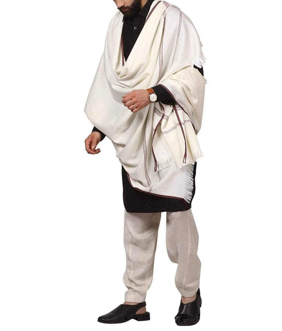 Pashtush Men's Thick Wool Shawl – Lohi Woven Kinauri Design Arrona Garments