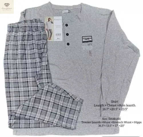 Night Pajama Shirt Set | Soft 100% Cotton | Long Sleeve | Karel Piu Gift Set Karelpiu