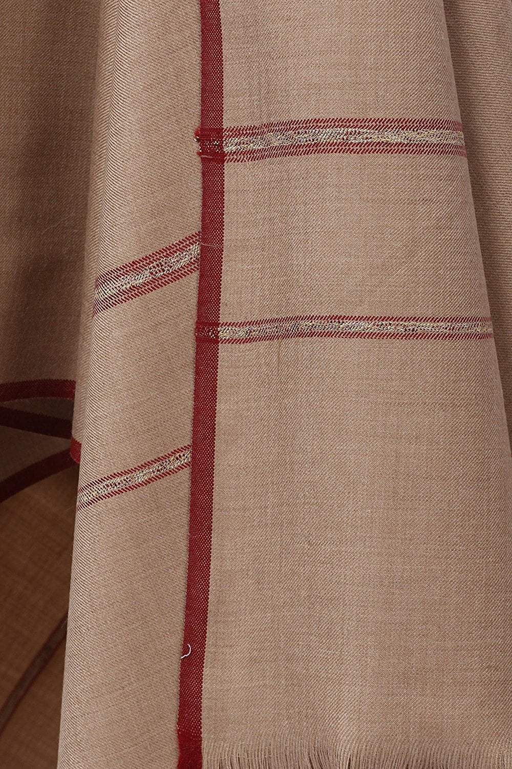 Pashtush Men's Thick Wool Blend Shawl – Gents Lohi Woven Kinauri Design, Beige Arrona Garments