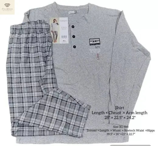 Night Pajama Shirt Set | Soft 100% Cotton | Long Sleeve | Karel Piu Gift Set Karelpiu