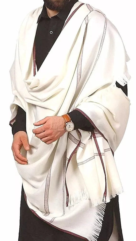Pashtush Men's Thick Wool Shawl – Lohi Woven Kinauri Design Arrona Garments